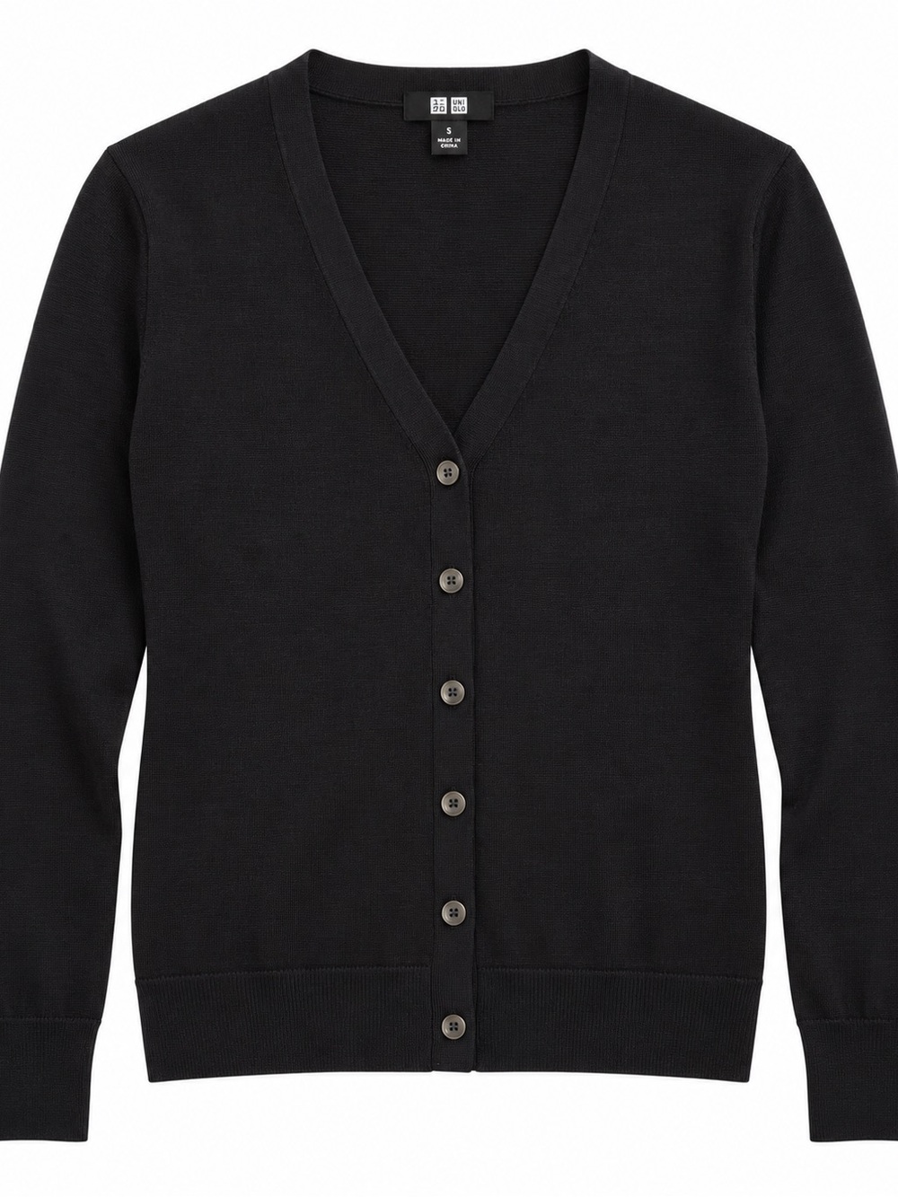 UNIQLO Extra Fine Merino Wool Cardigan – Black – Size Small